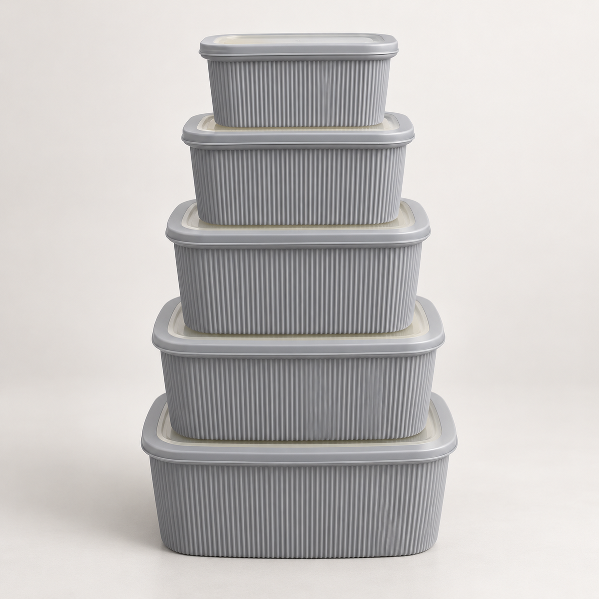 5 Piece Kitchen Food Storage Container Set with Translucent Lids