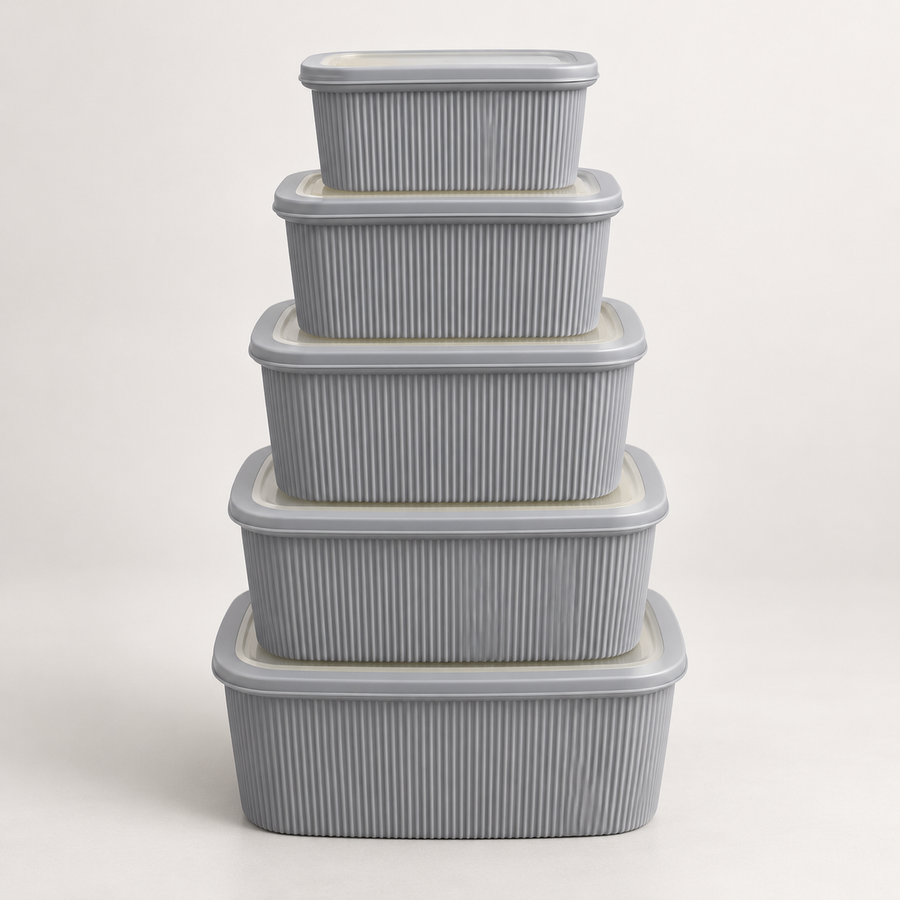 5 Piece Kitchen Food Storage Container Set with Translucent Lids