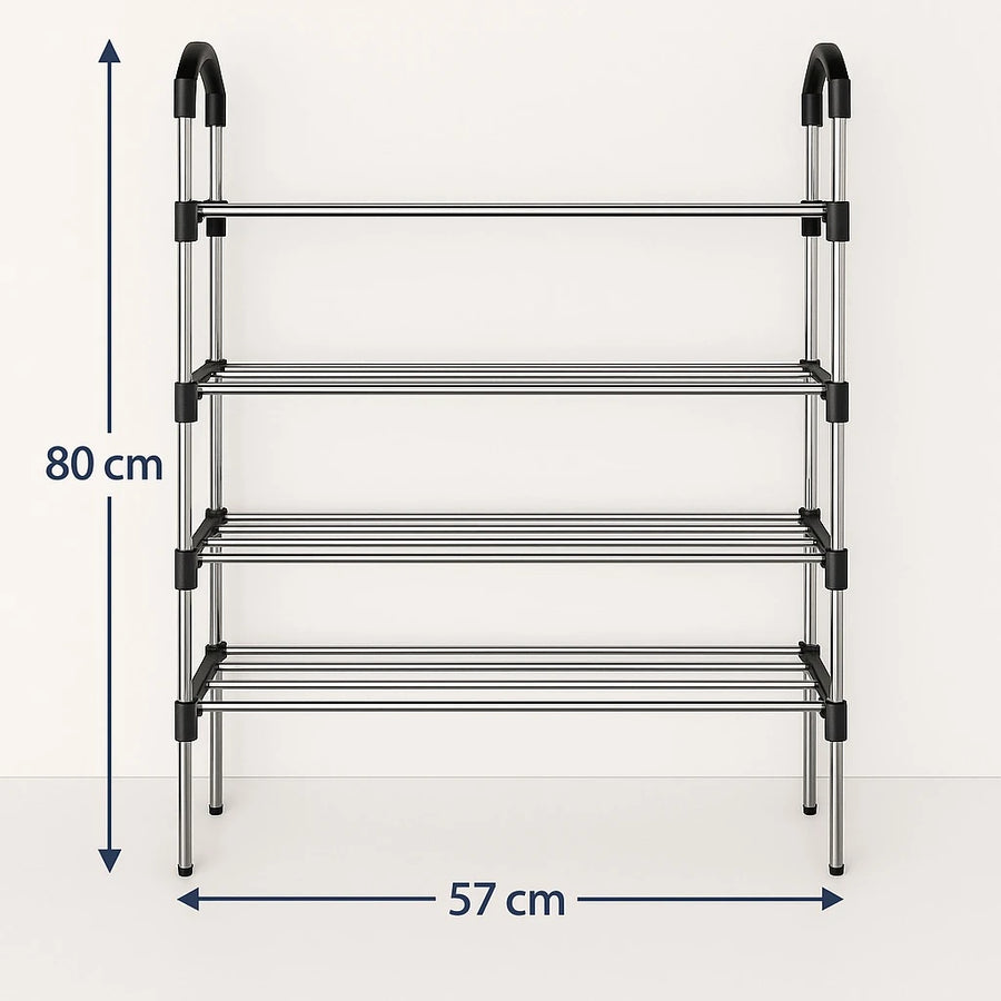 4 Layer Metal Shoe Rack – 80 × 57 cm