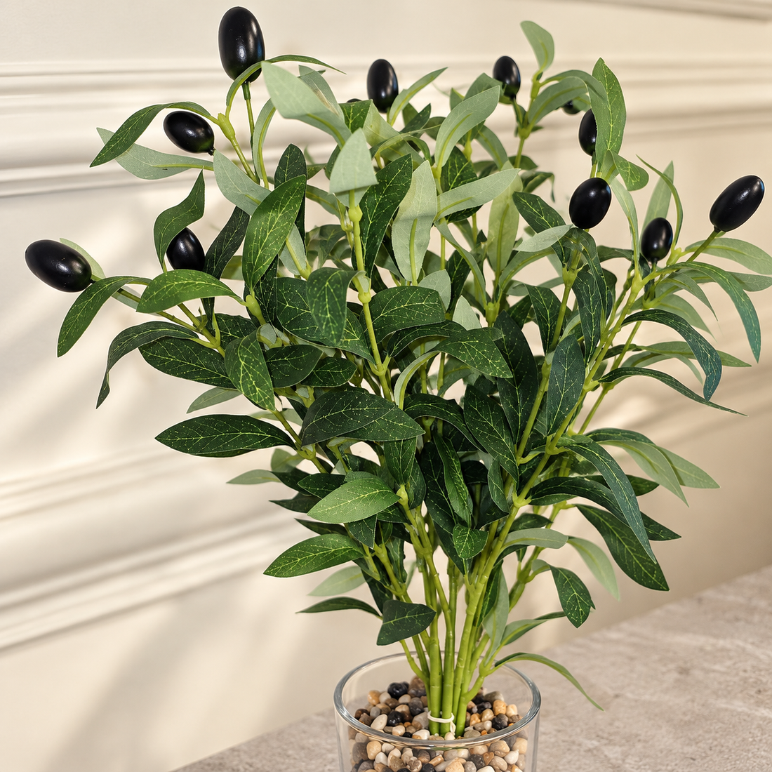 Artificial Olive Tree in Glass Pot