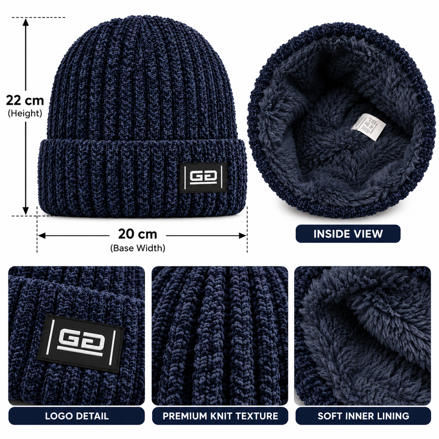 G Ribbed Knitted Winter Beanie Hat – 4 Colors