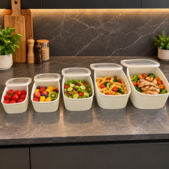 5 Piece Kitchen Food Storage Container Set with Translucent Lids