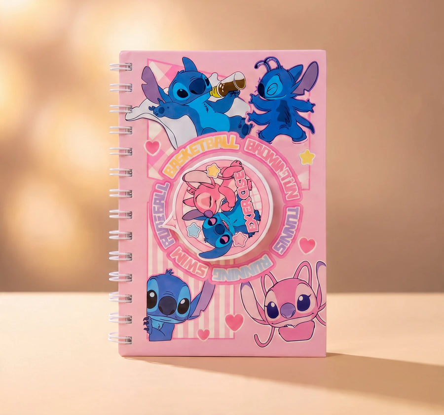 Cute Spiral Cartoon Notebook with Rotating Cover Design | Colorful Kids Journal