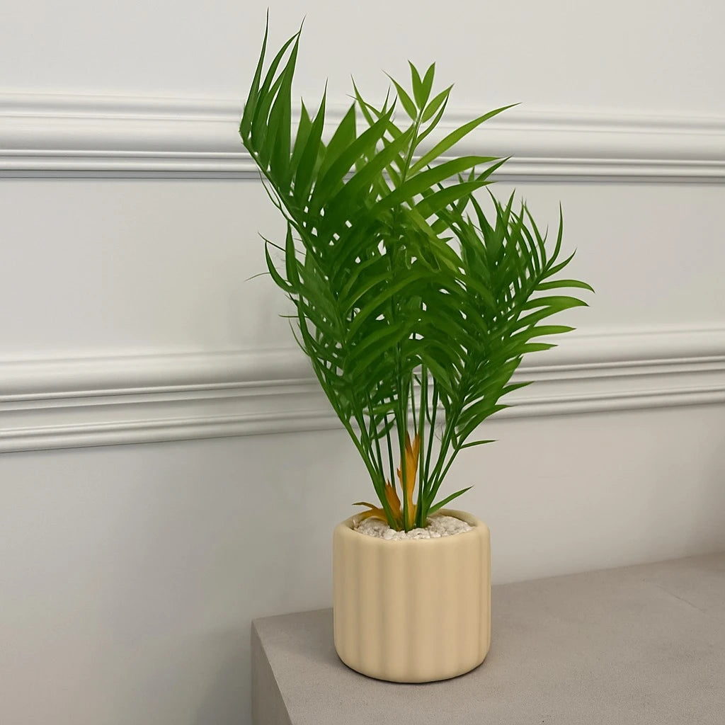 Artificial Parlor Palm Plant in Ribbed Pot- 41cm