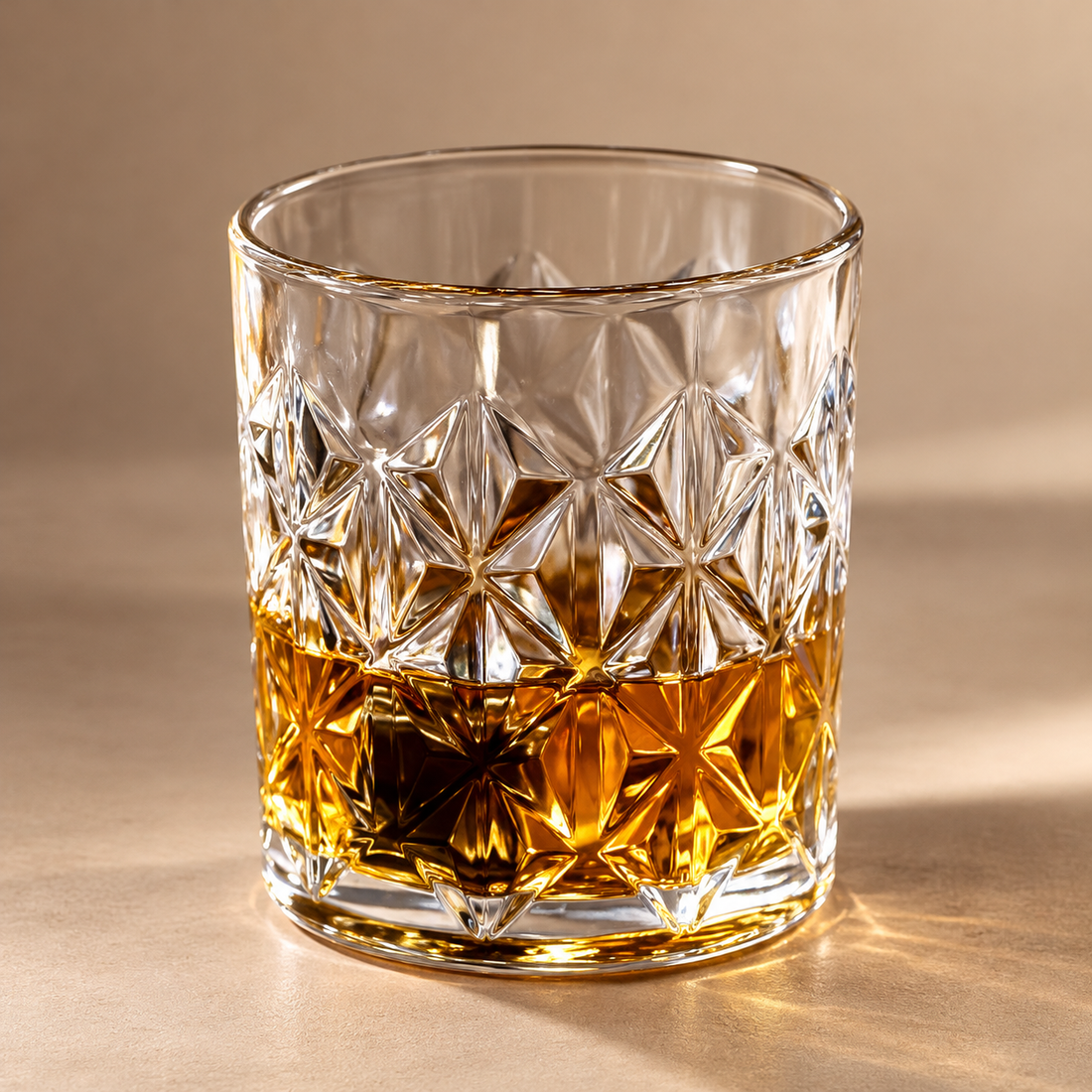 Diamond Cut Textured Drinking Glass Cups Set of 6