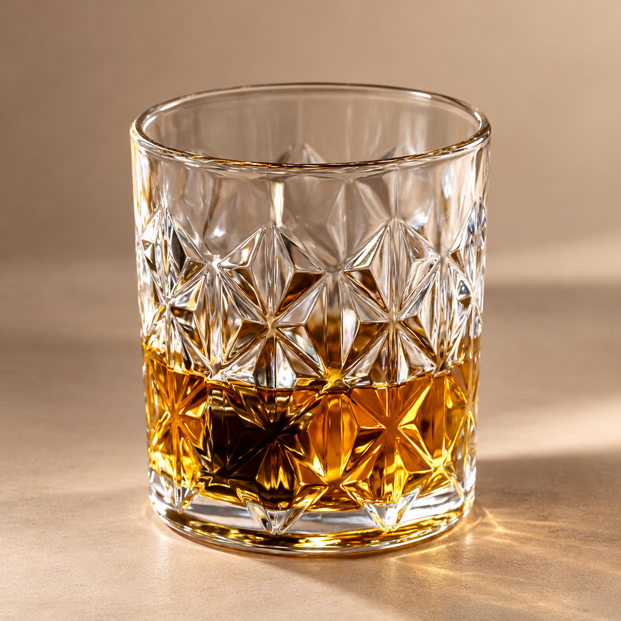 Diamond Cut Textured Drinking Glass Cups Set of 6