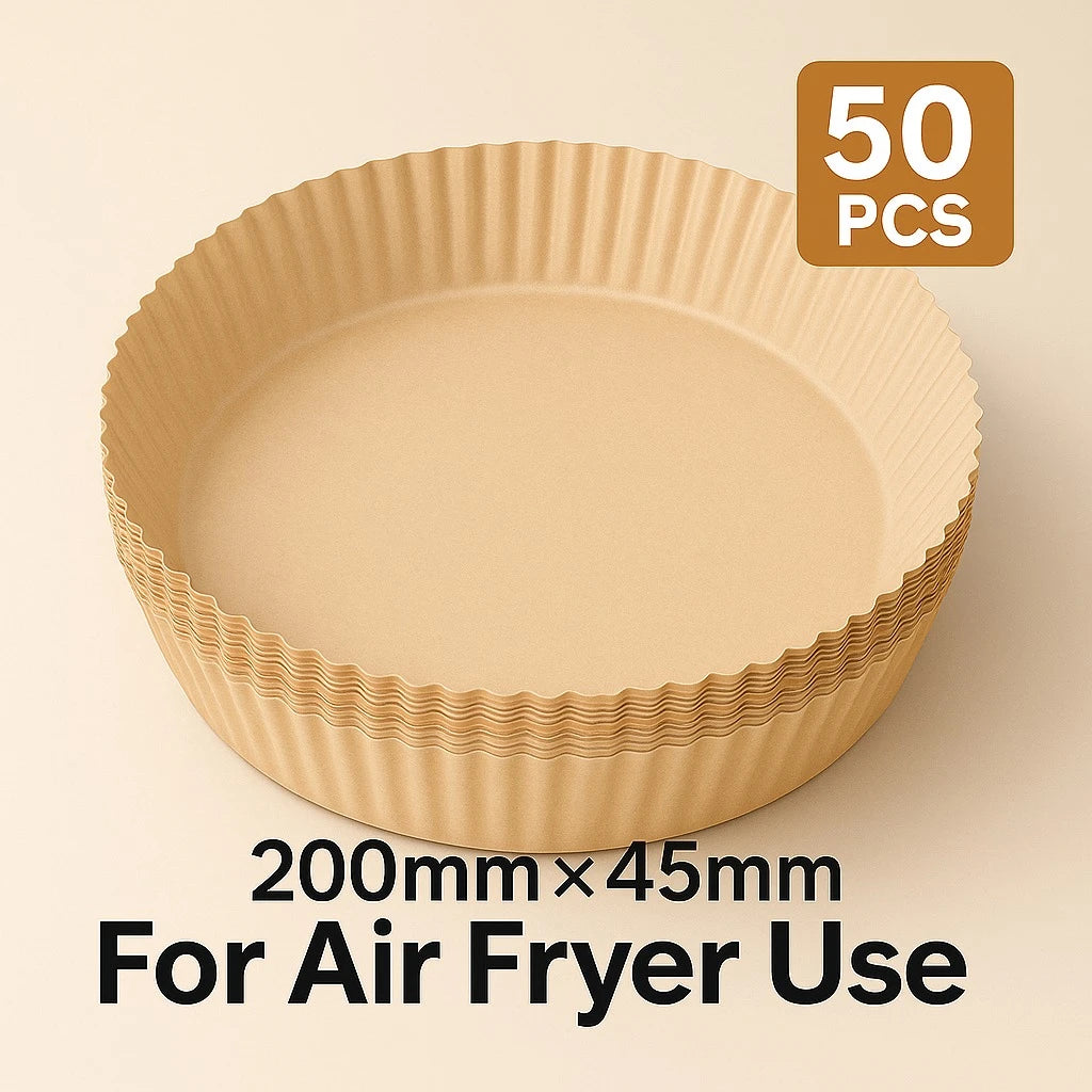 Air Fryer Paper Liners, 50 PCS (20 cm × 4.5 cm)