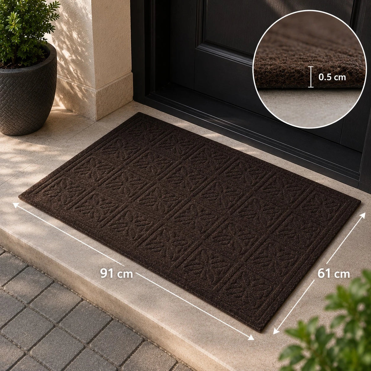 Geometric Entrance Door Mat Thin Non Slip Indoor Outdoor Floor Rug