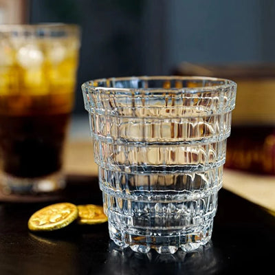 Set of 6 Tiered Cut Glass Cups 300 ml