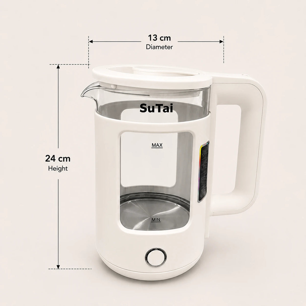 SuTai Electric Glass Kettle Water Boiler Tea Maker Cordless Kettle Stainless Steel Heating Element