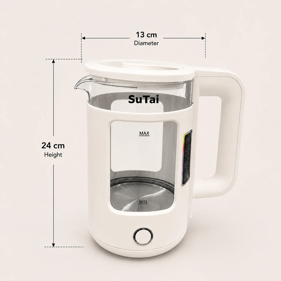 SuTai Electric Glass Kettle Water Boiler Tea Maker Cordless Kettle Stainless Steel Heating Element