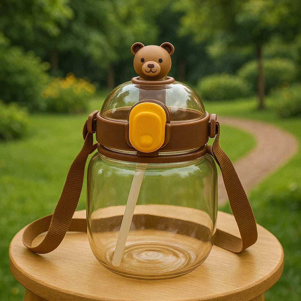 Kids Straw Water Bottle 1300ML with Handle and Stickers Durable Reusable Bottle for School Play and Daily Hydration