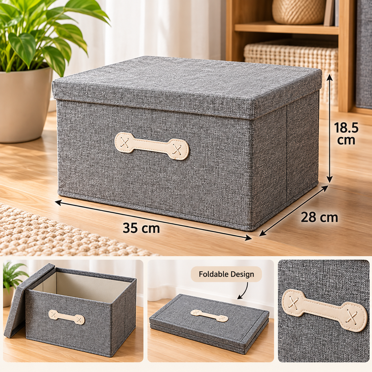 Foldable Fabric Storage Box with Lid