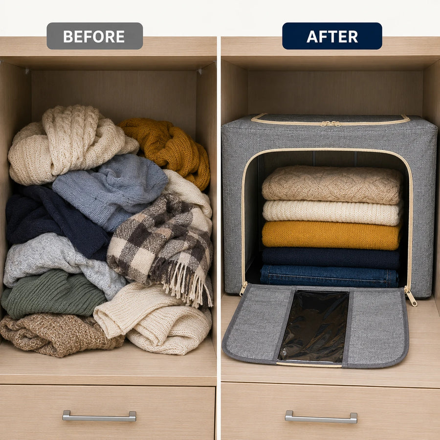 Storage Box Foldable Fabric Organizer Clothes Blanket Bedding Storage Container