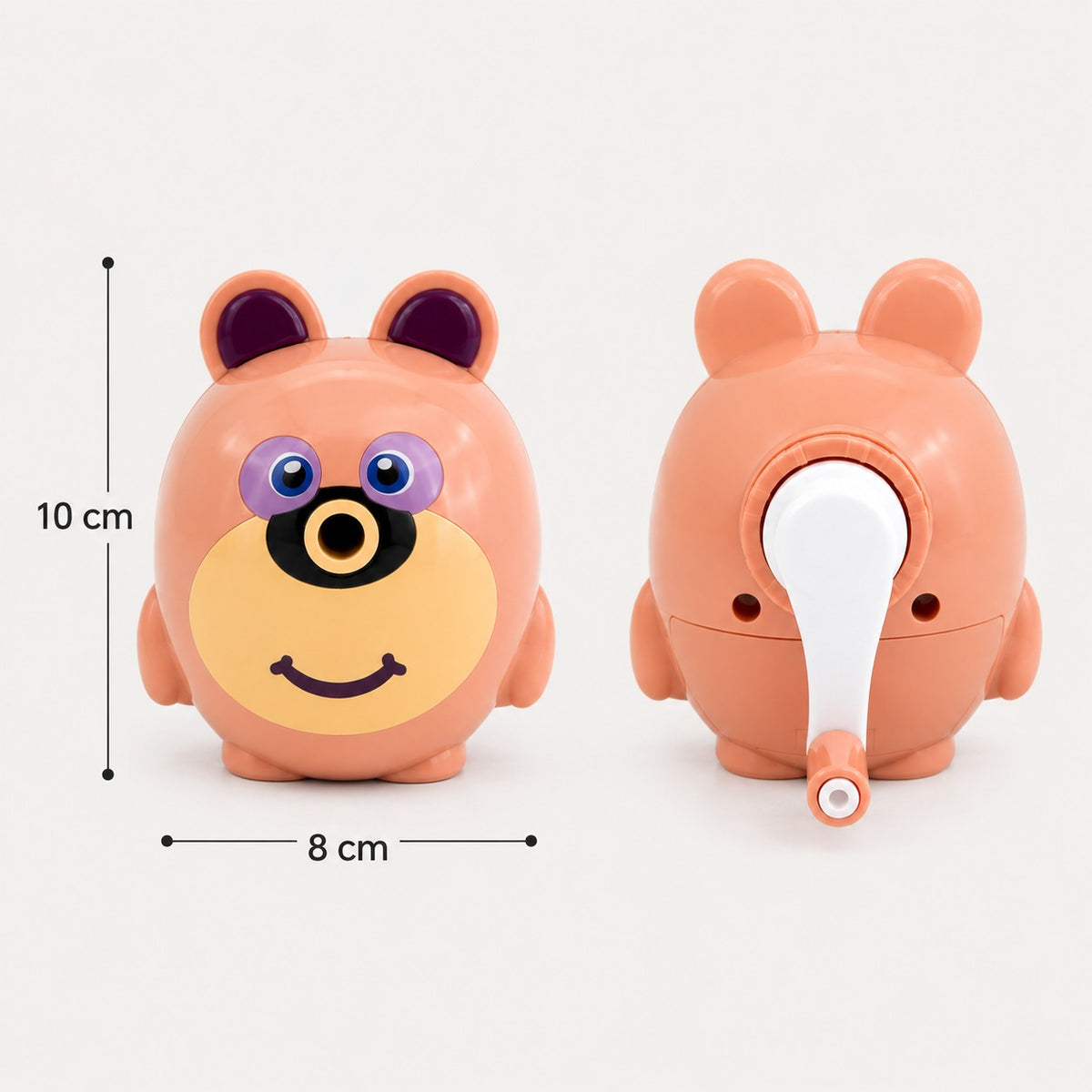 Manual Hand Crank Pencil Sharpener Bear Design with Detachable Shavings Box for School Office Kids Study and Stationery