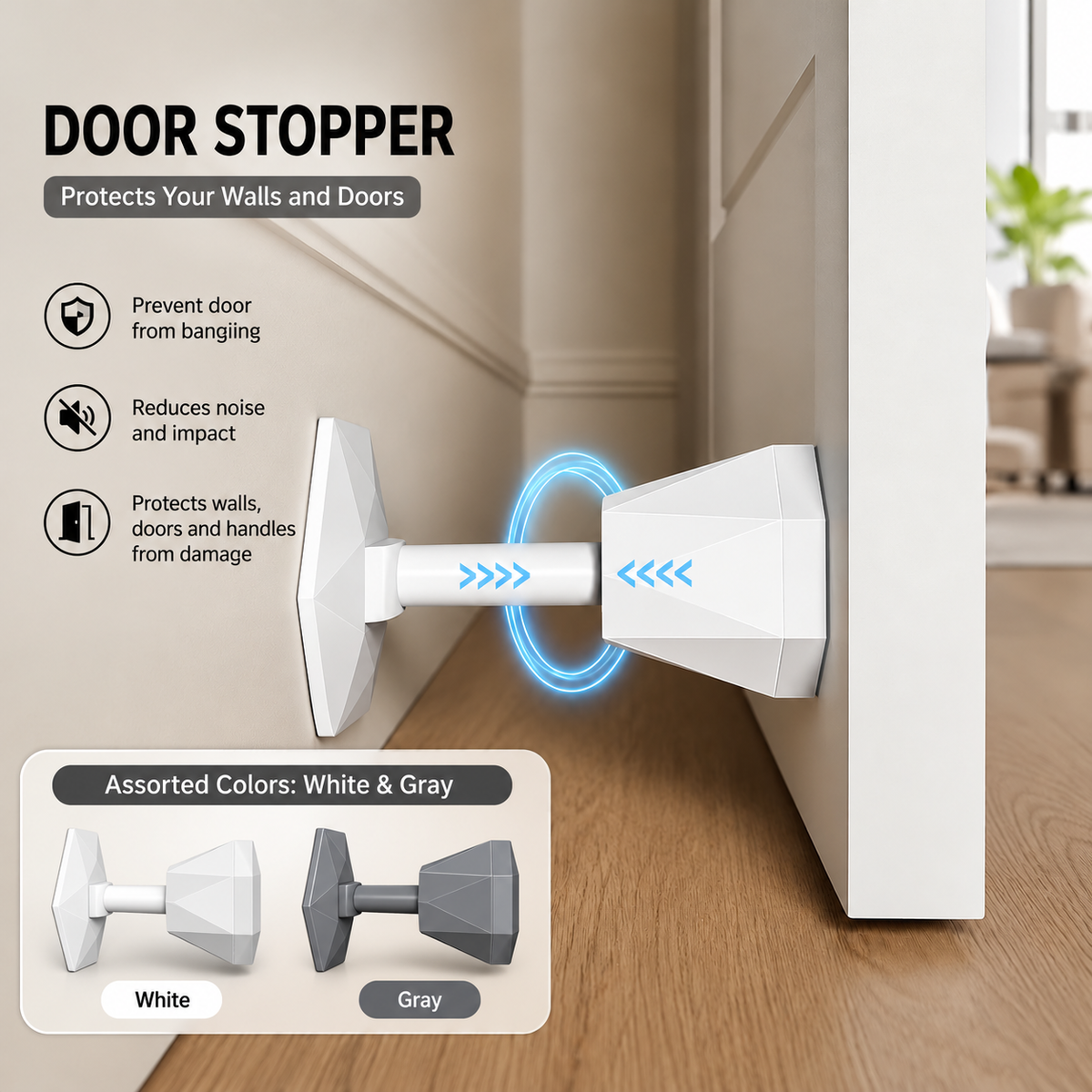 Door Stopper Portable Silicone Wall Protector Door Handle Buffer Shock Absorber Adhesive Door Stopper Wall Guard Noise Reduction Protector