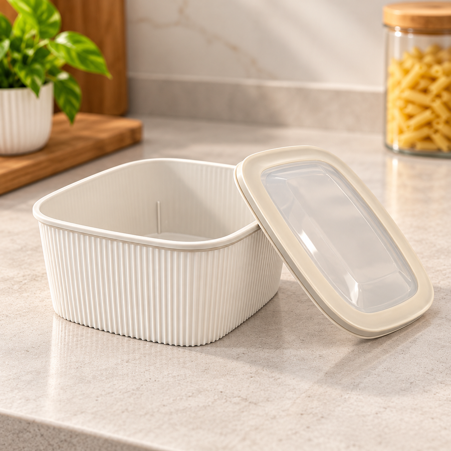 3 Piece Kitchen Food Storage Container Set with Translucent Lids