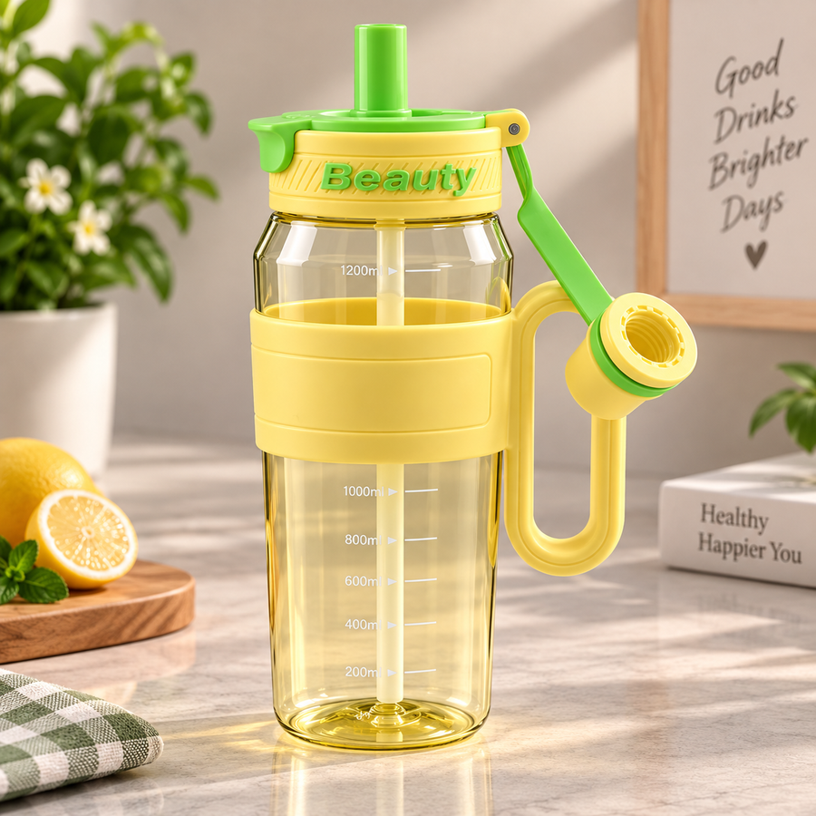 1200ml Water Bottle with Straw and Handle