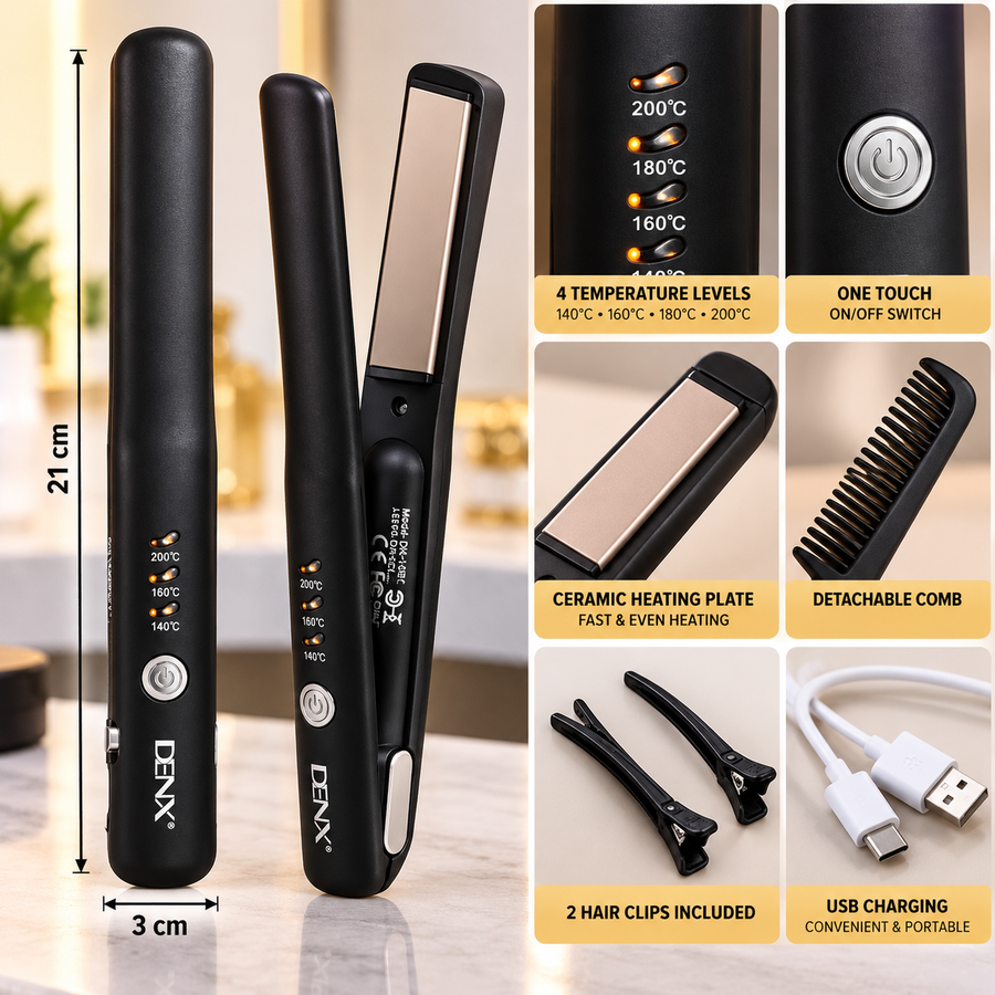 DENX Cordless Rechargeable Hair Straightener