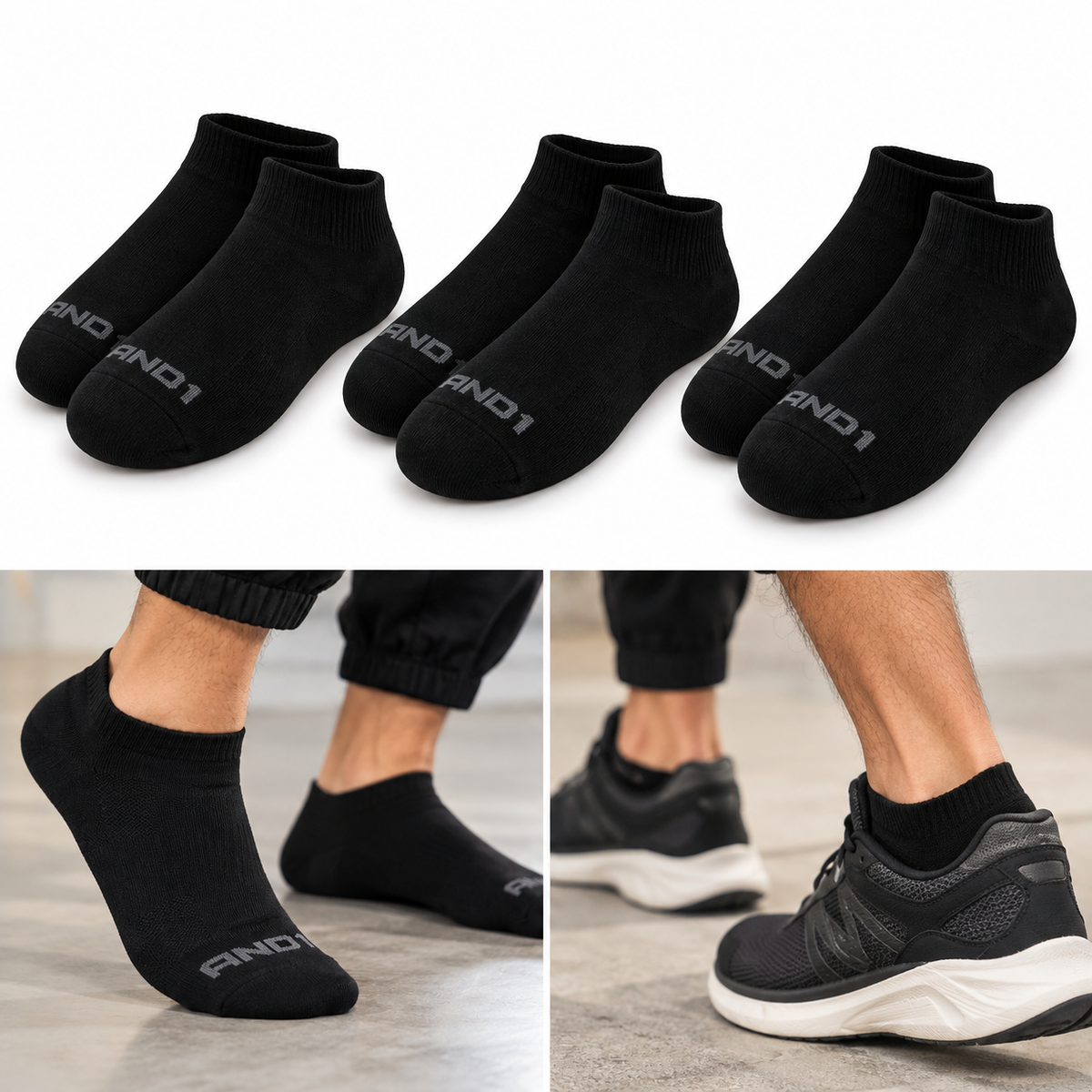 AND1 Low Cut Black Socks – Set of 3 Pairs