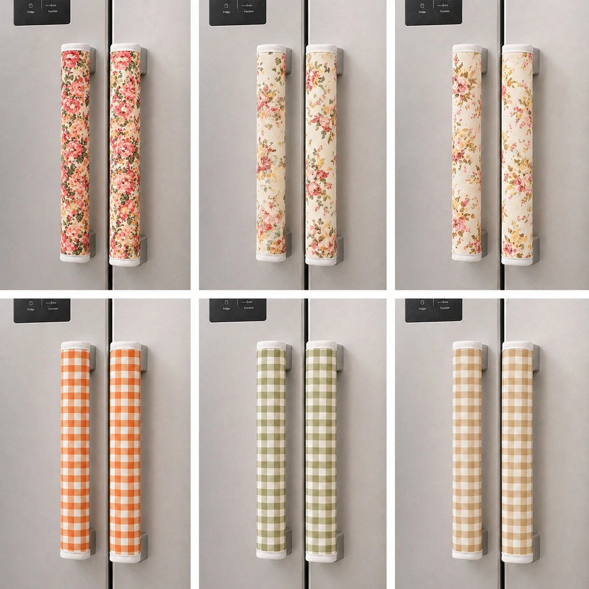 Fridge Handle Covers Set of 2 Soft Padded Washable Kitchen Door Handle Protectors Floral Checkered Assorted Designs