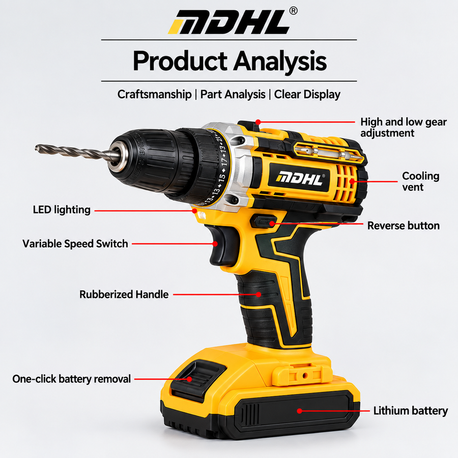 MDHL Cordless Rechargeable Drill Set