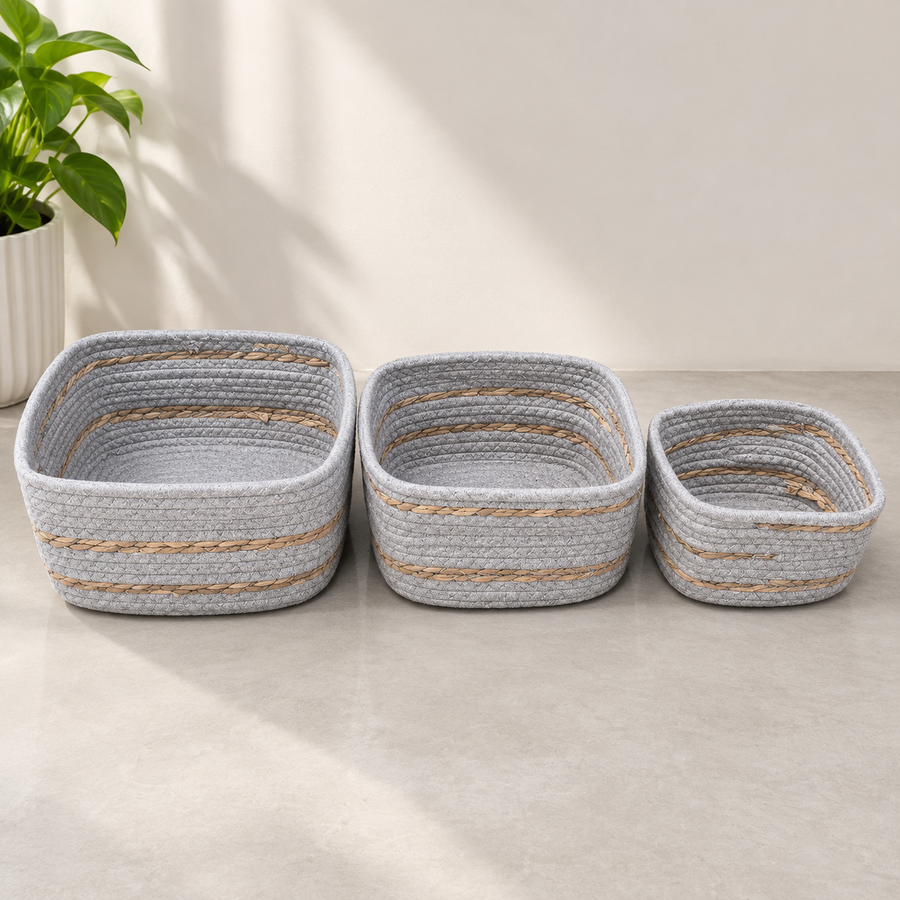 3 Piece Woven Storage Basket Set