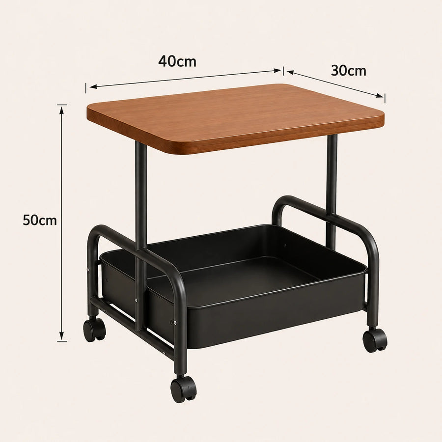 Side Table Storage Rack Rolling Utility Table Bedside Cart Sofa Side Table Coffee Table Mobile Storage Rack