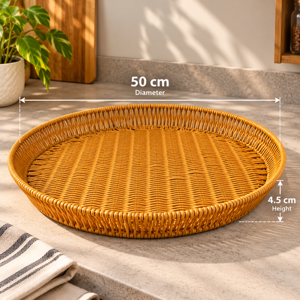 Round Woven Rattan Serving Tray Available in 7 Sizes