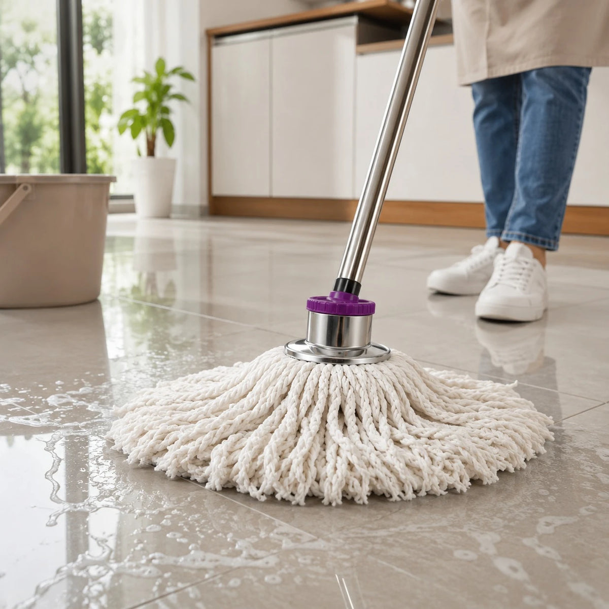 Cotton Mop Head Replacement Absorbent Cotton Yarn Mop Refill Universal Floor Cleaning Mop Head