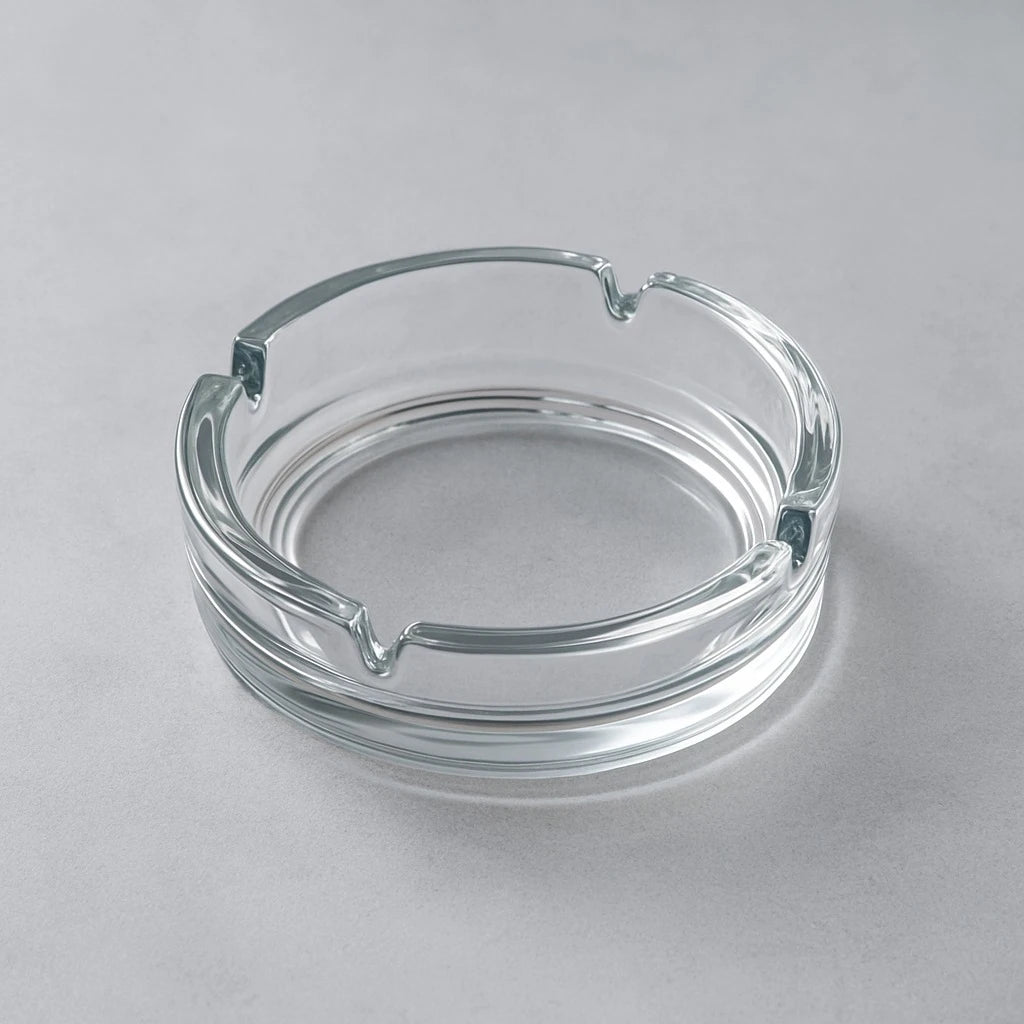 Round Clear Glass Ashtray, 11 cm Diameter