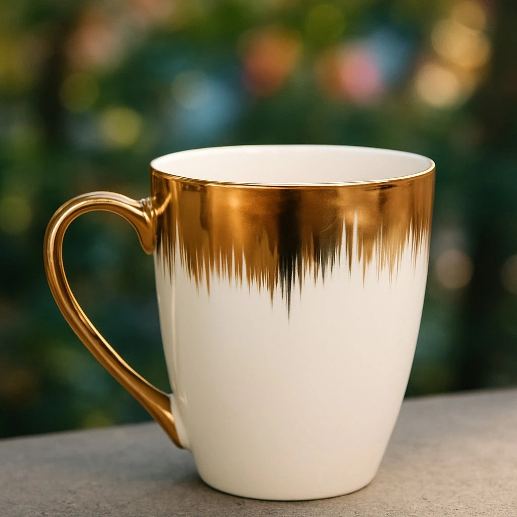 Metallic Drip Ceramic Coffee Mug Silver Gold