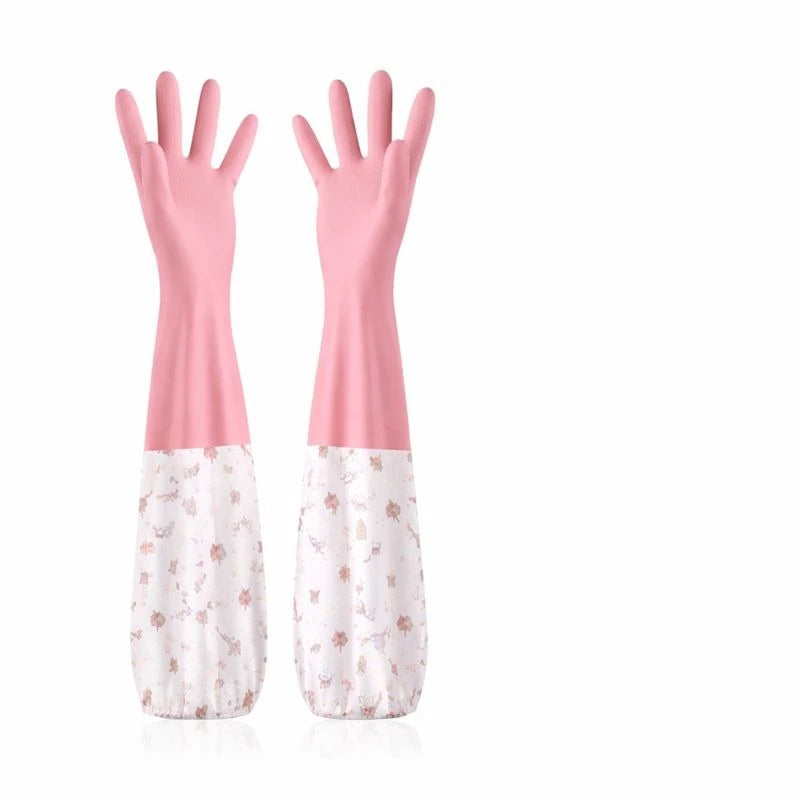Long Waterproof Cleaning Gloves with Extended Sleeve Dishwashing, Kitchen Cleaning, Sink & Household Protection Gloves