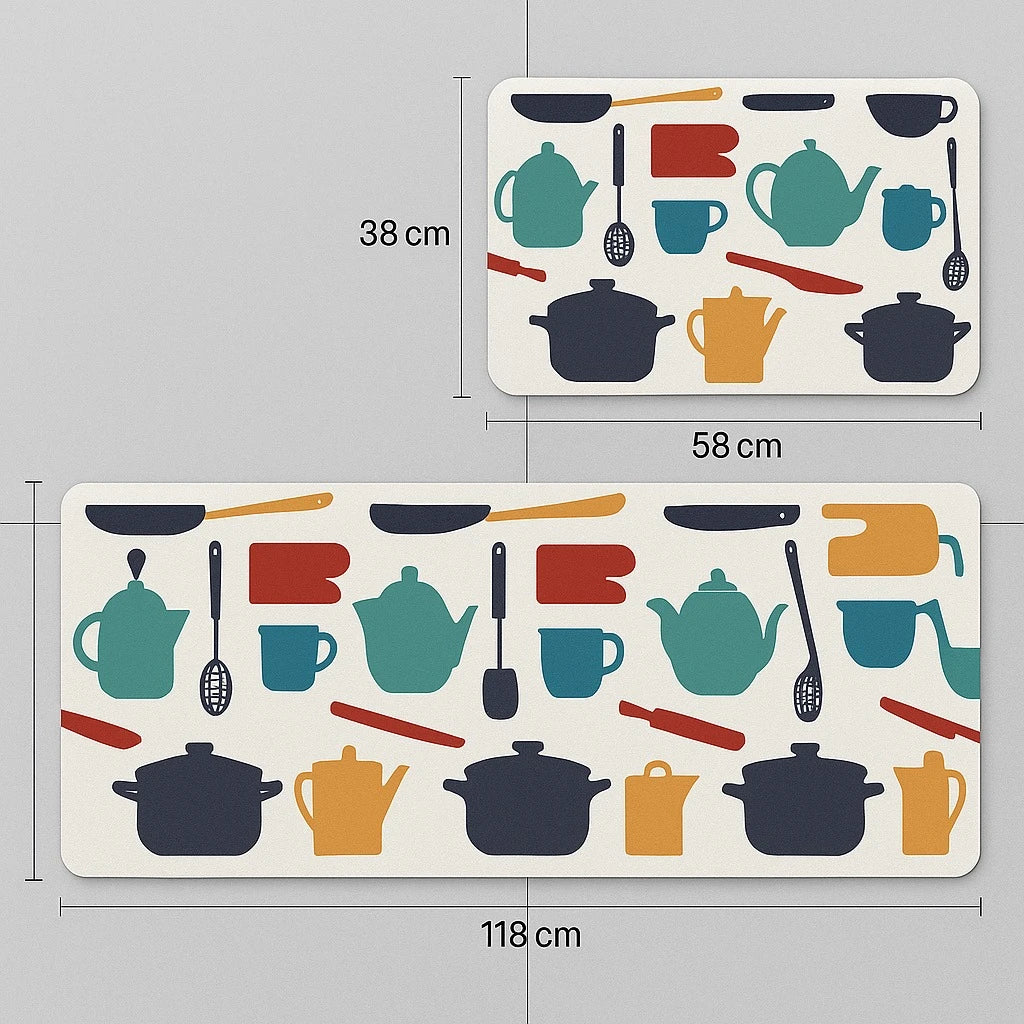 Printed Rubber Kitchen Mat Set - Image 5