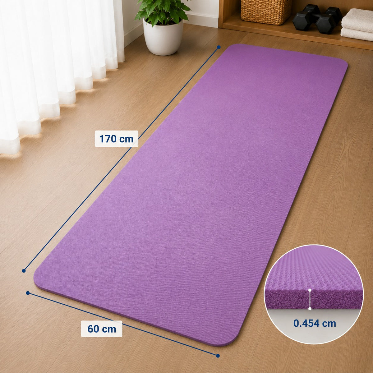 EVA Yoga Mat Non Slip Exercise Mat Fitness Workout Mat Pilates Stretching Home Gym Mat 170 × 60 cm