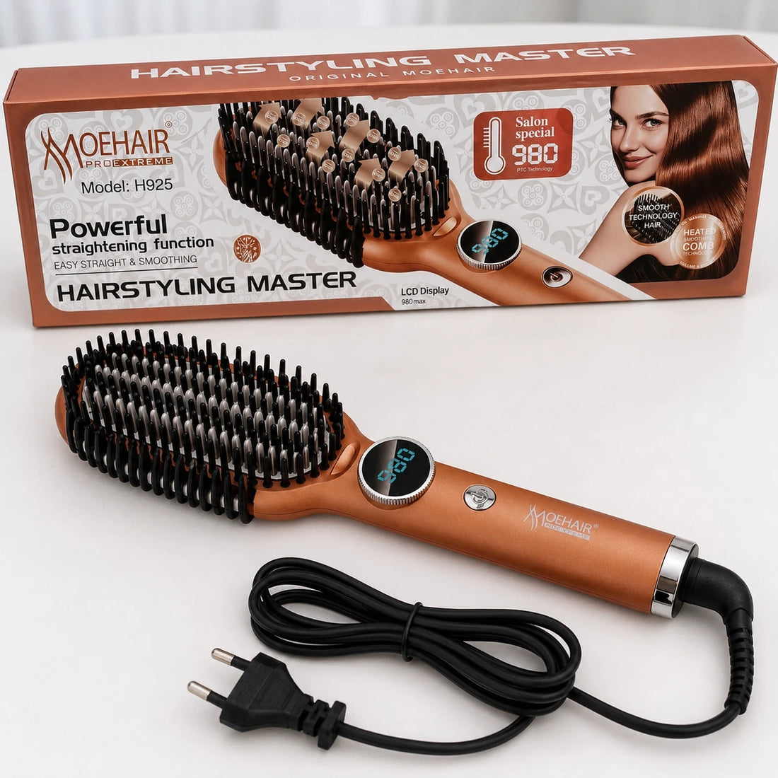 Straightening Hair Brush with LCD Display Ionic Heated Hair Straightener Comb