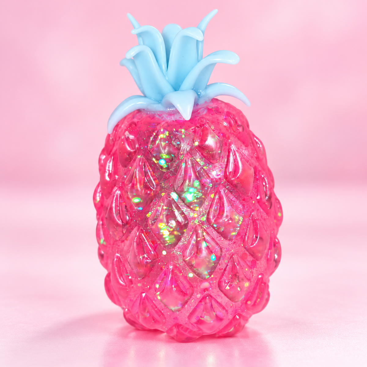 Pink Glitter Pineapple Hard Squishy Toy