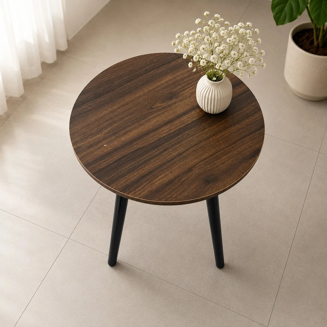 Round Marble Pattern Side Table 40 cm Modern Coffee Table | Living Room Bedroom Accent Table