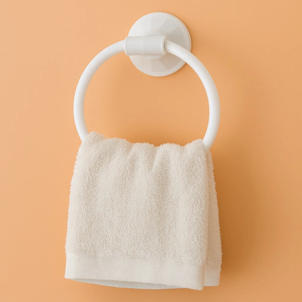 White Plastic Towel Ring, Wall Mounted
