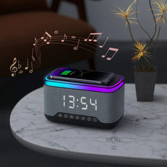 Bluetooth Speaker with LED Alarm Clock & Wireless Charger