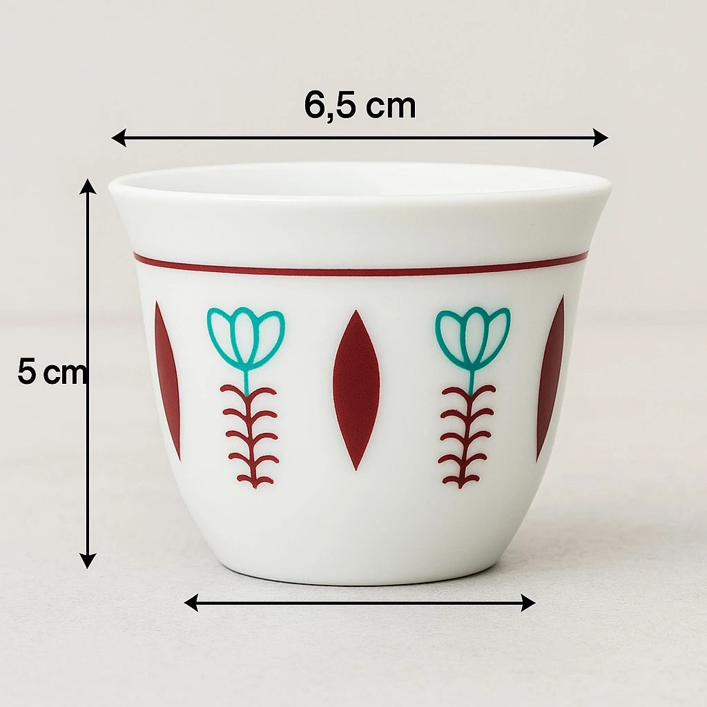 Set of 12 Arabic Coffee Espresso Cups – Red Tulip Design