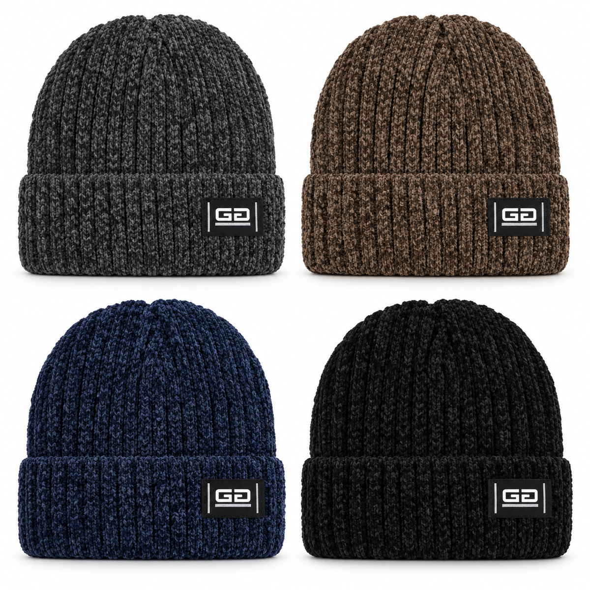 G Ribbed Knitted Winter Beanie Hat – 4 Colors