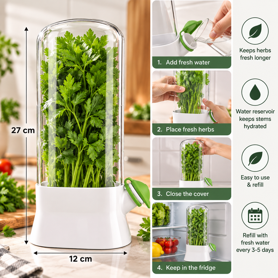 Fresh Herb Saver Refrigerator Storage Container