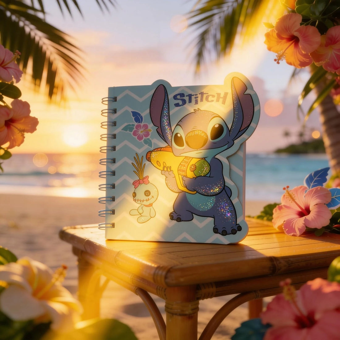 Stitch Spiral School Notebook with Shaped Hardcover Cute Cartoon Design for Kids