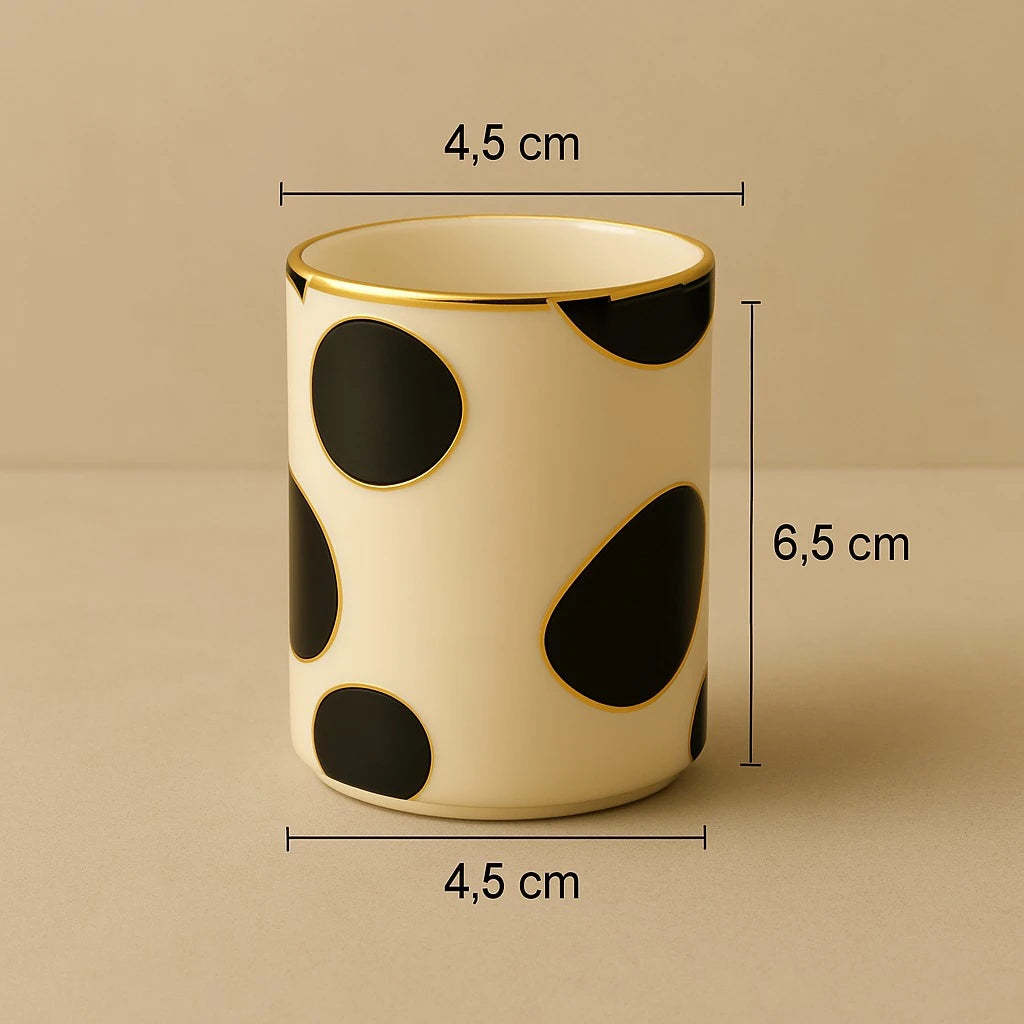 6 Piece Polka-Dot Porcelain Coffee Cup Set with Saucers