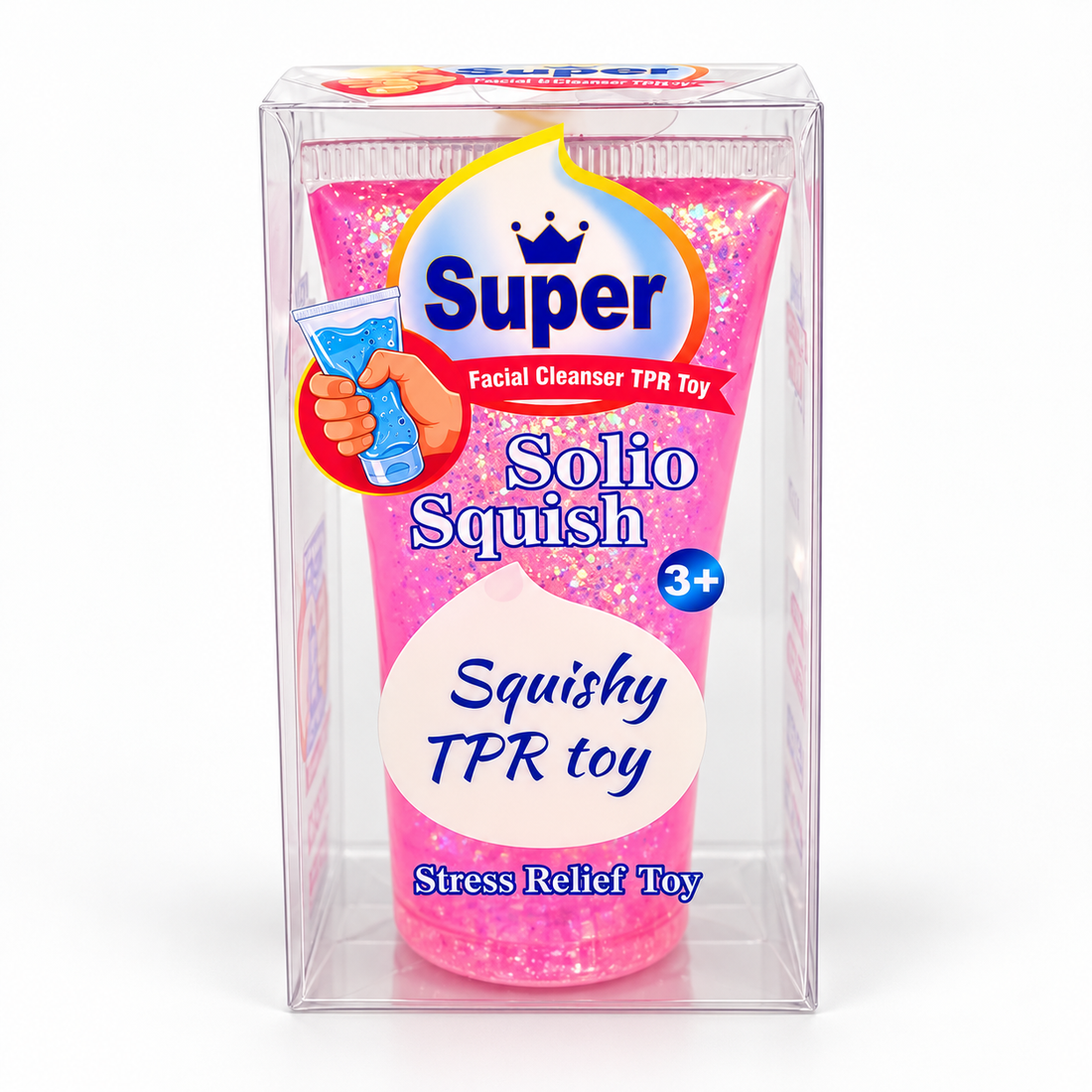 Pink Glitter Tube Hard Squishy Toy