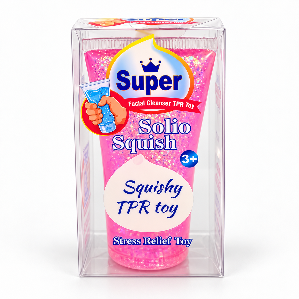 Pink Glitter Tube Hard Squishy Toy