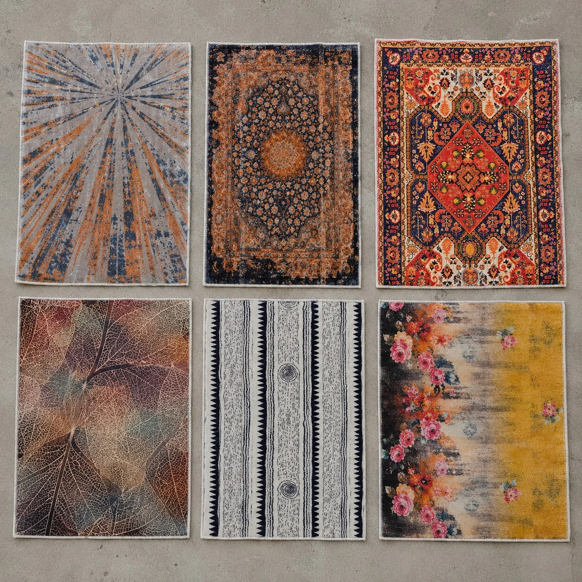 Soft Velvet Printed Floor Mat 48 × 80 cm Decorative Non Slip Indoor Rug