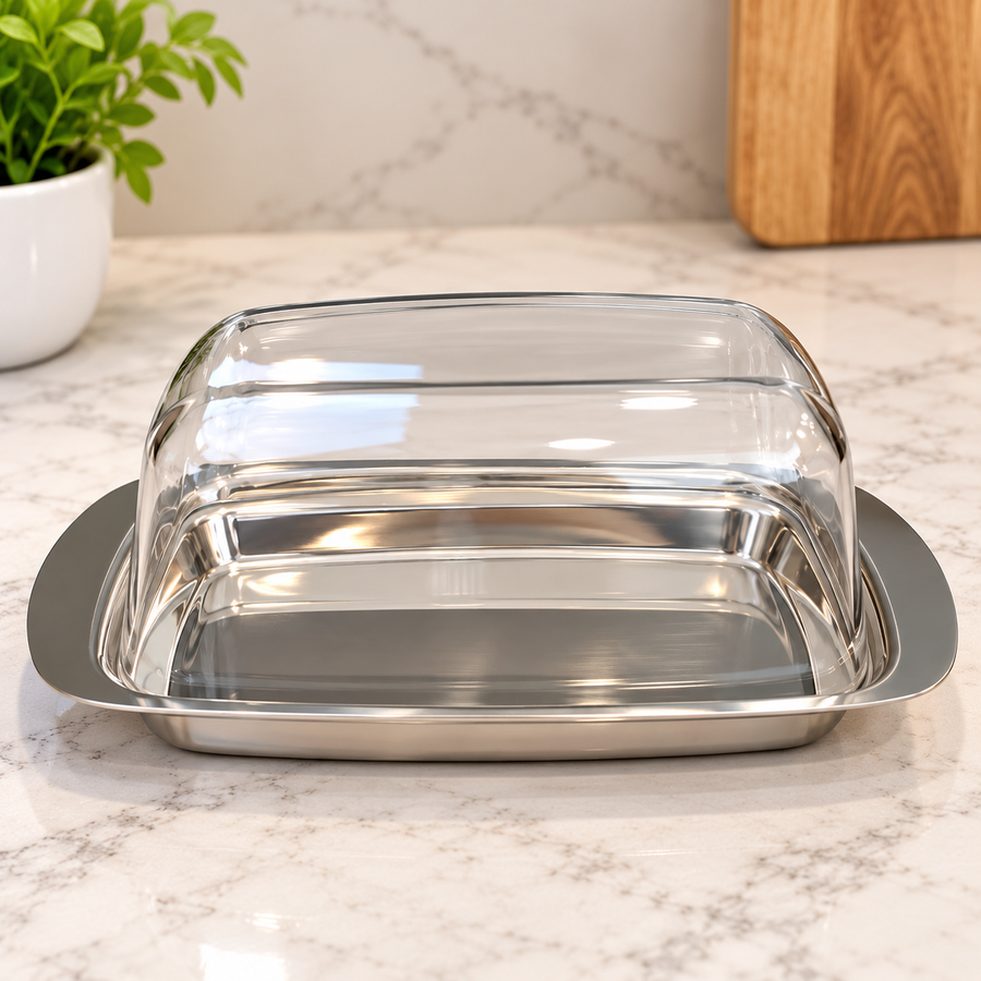Stainless Steel Butter Keeper with Clear Cover