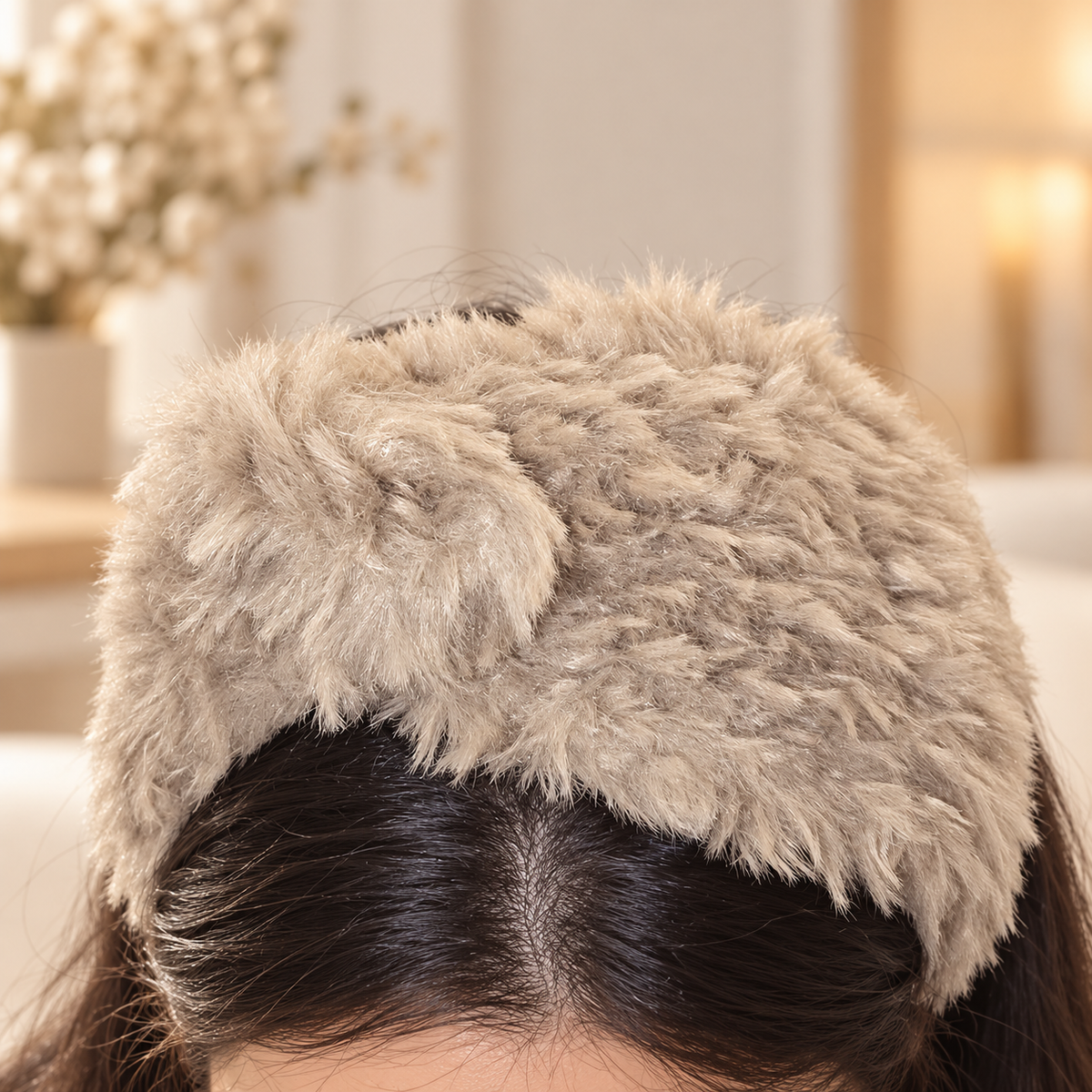 Faux Fur Winter Headband with Twist Design